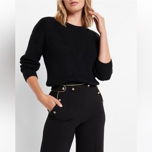 Ribbed Design Crew Neck Sweater - Size XS